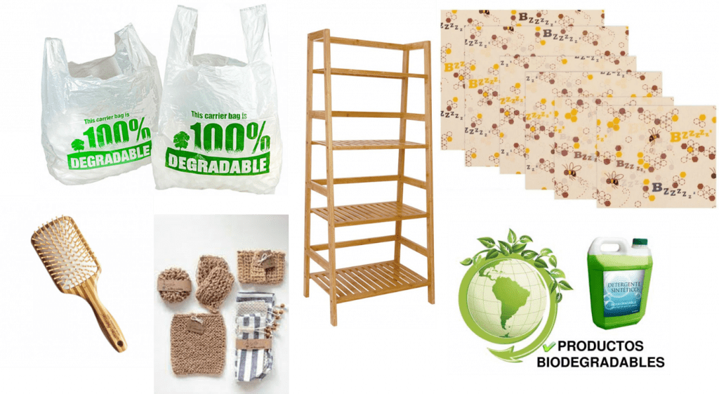Ejemplos de los productos ecológicos para el hogar.